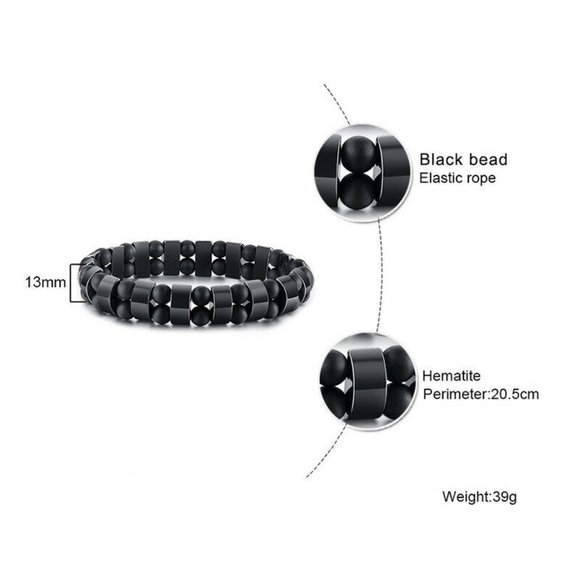 Hematite Stone Magnetic Energy Bracelet unisex - Picture 4 of 7